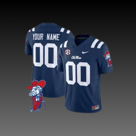 Ole Miss Custom College Jersey Navy Blue