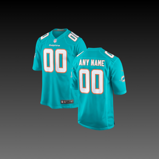 Miami Dolphins Custom Jersey Aqua