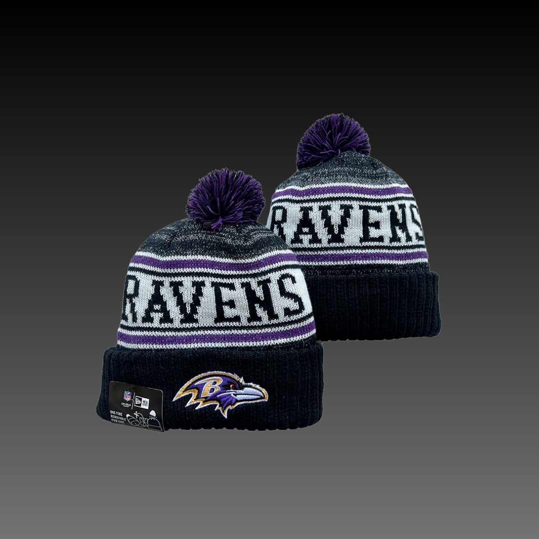 Baltimore Ravens Home White Knitted Beanie