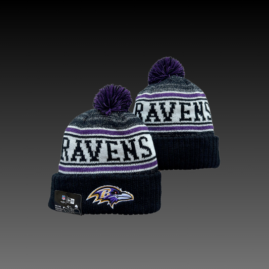 Baltimore Ravens Home White Knitted Beanie