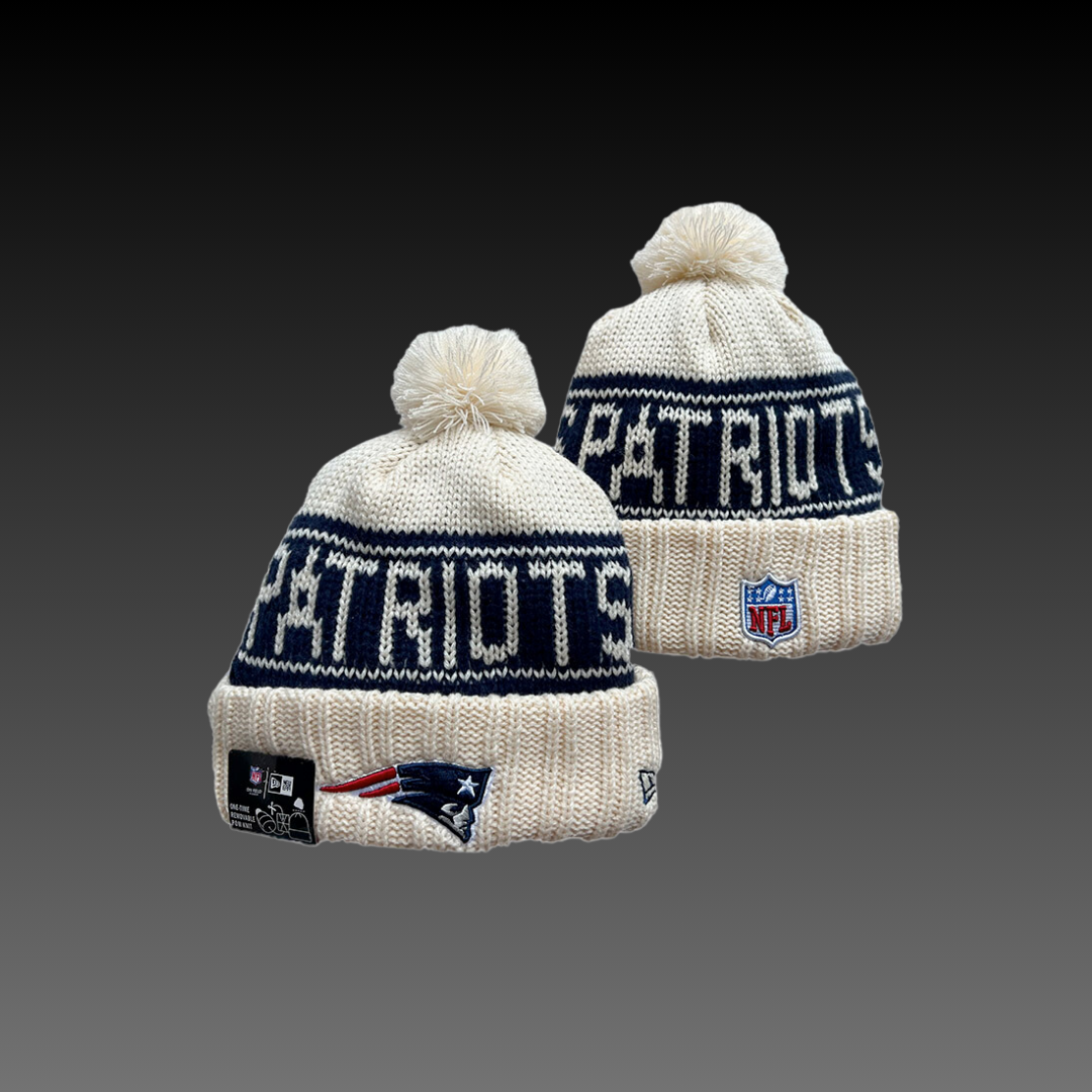 New England Patriots Cream Knitted Beanie