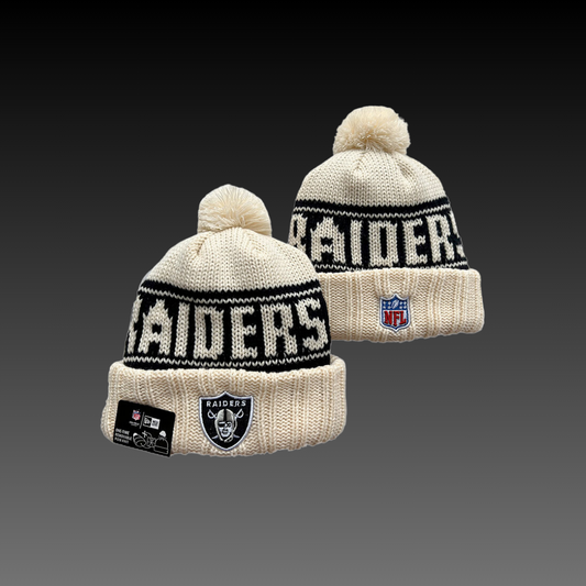 Las Vegas Raiders Cream Knitted Beanie