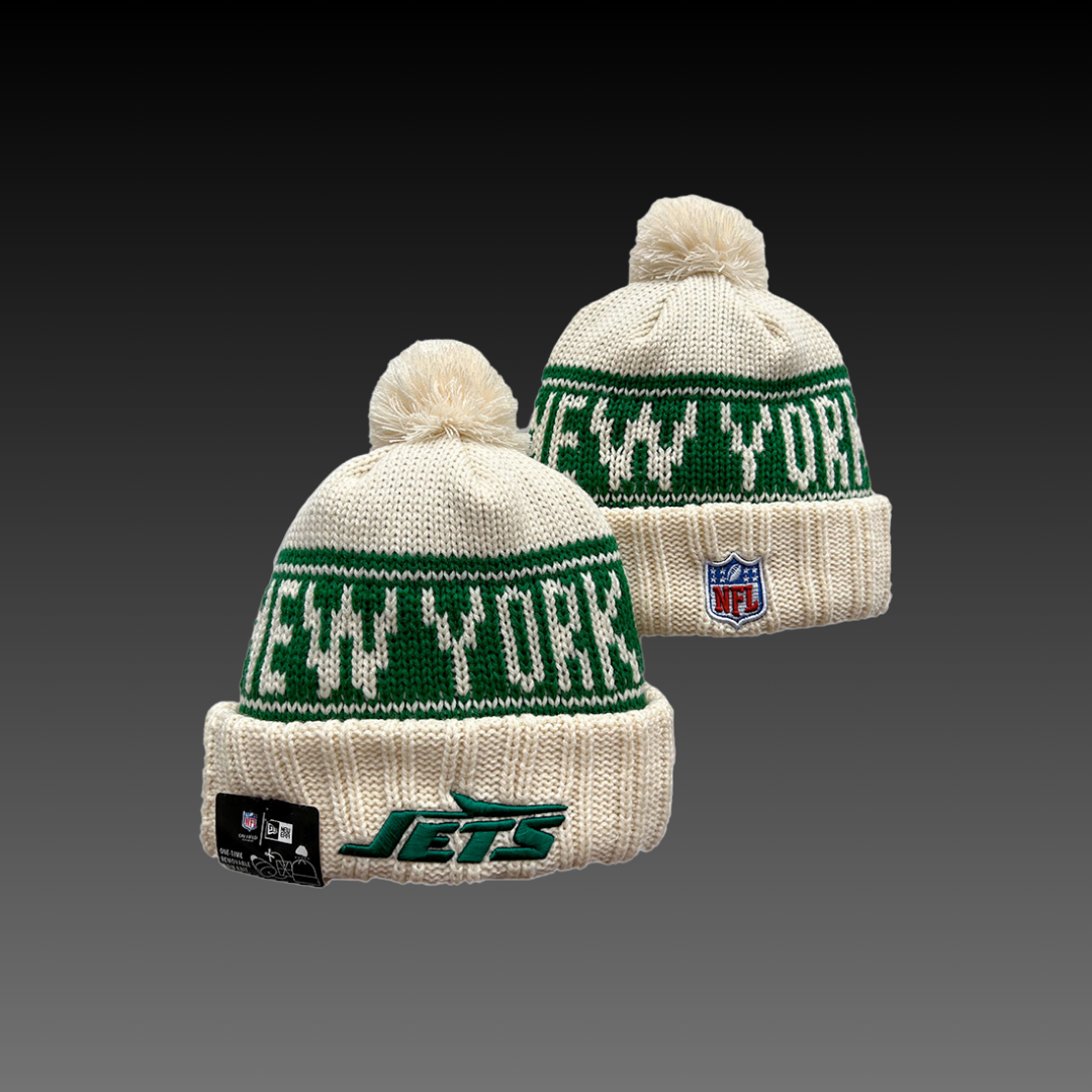 New York Jets Cream Knitted Beanie