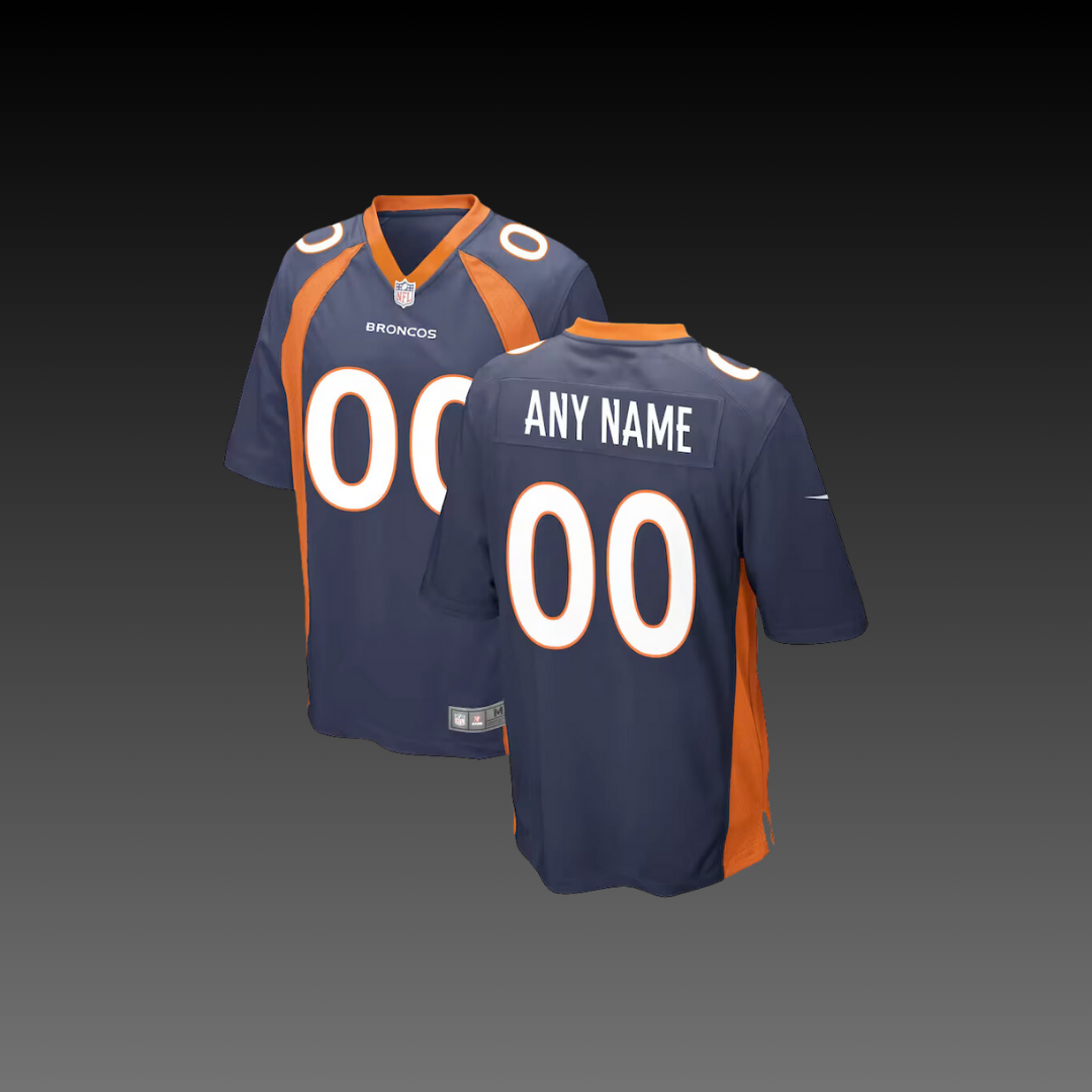 Denver Broncos Custom Jersey Navy Blue