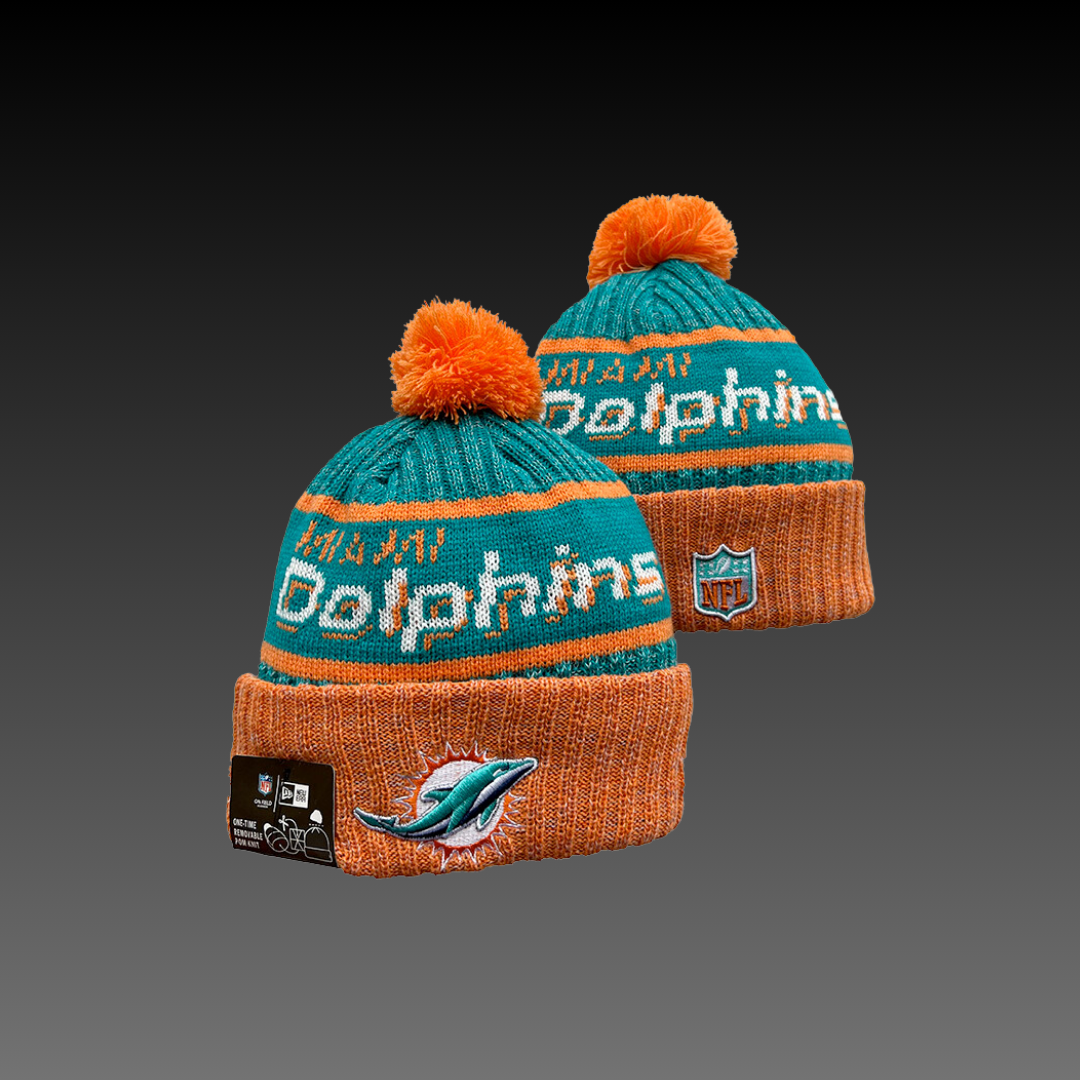 Miami Dolphins Home Retro Orange Knitted Beanie