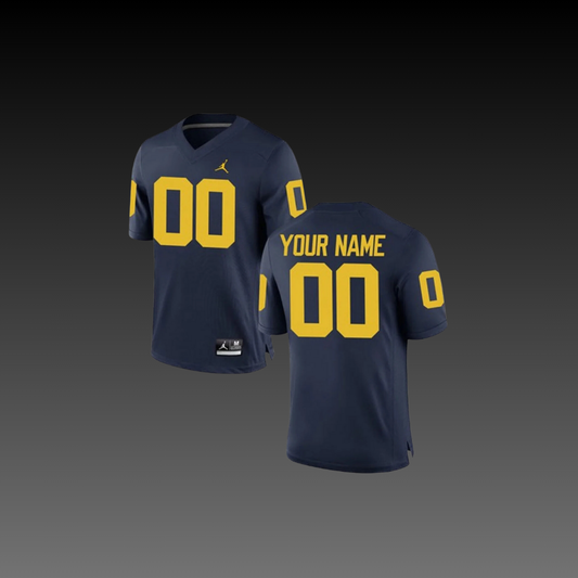 Michigan Custom College Jersey Navy Blue