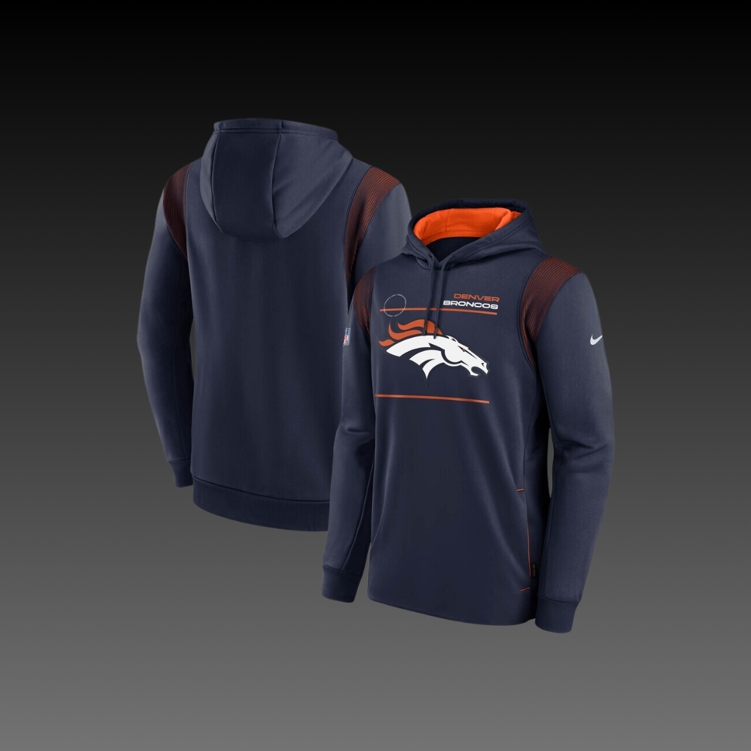 Denver Broncos Navy Blue Performance Long Sleeve Hoodie