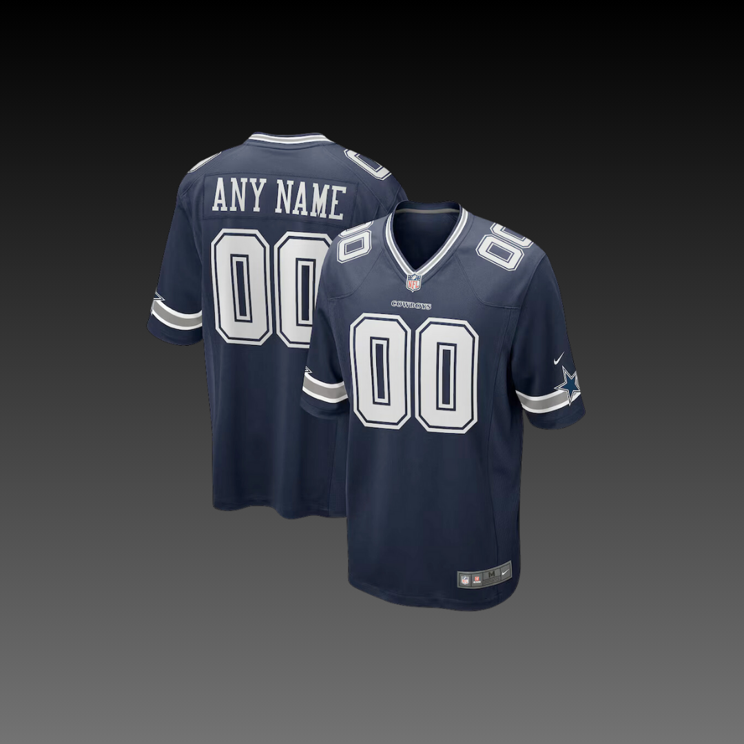 Dallas Cowboys Custom Jersey White Navy Blue