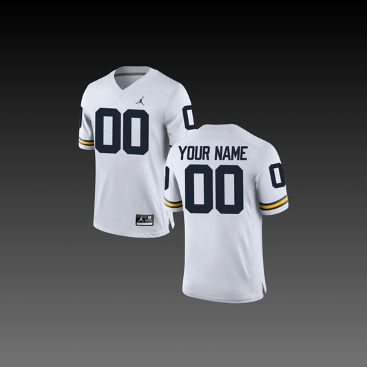 Michigan Custom College Jersey White