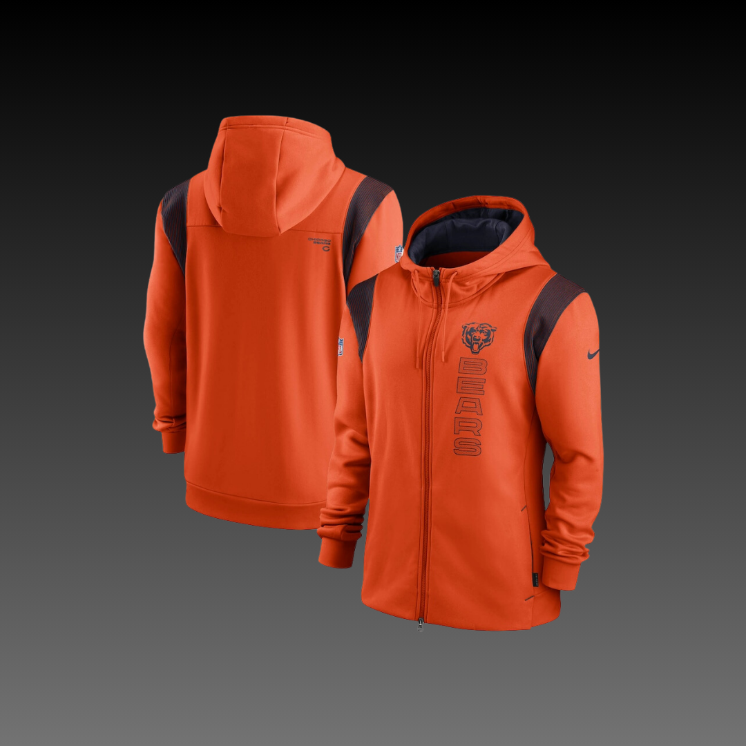 Chicago Bears Orange Performance Full-Zip Hoodie