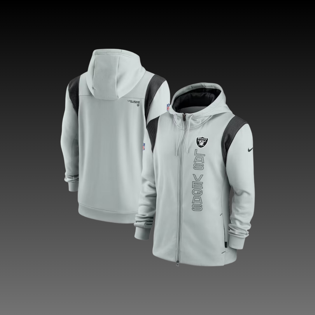 Las Vegas Raiders Grey Performance Full-Zip Hoodie