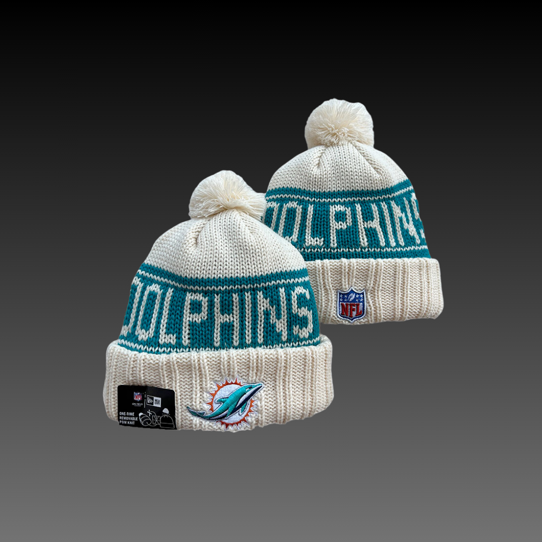 Miami Dolphins Cream Knitted Beanie